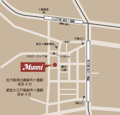 麻布十番Munni（ムーニ）地図